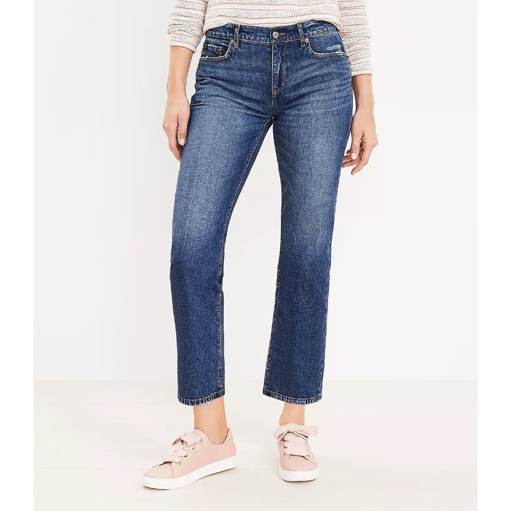 Ann Taylor Loft Curvy Straight Crop Blue Jeans size 6/28